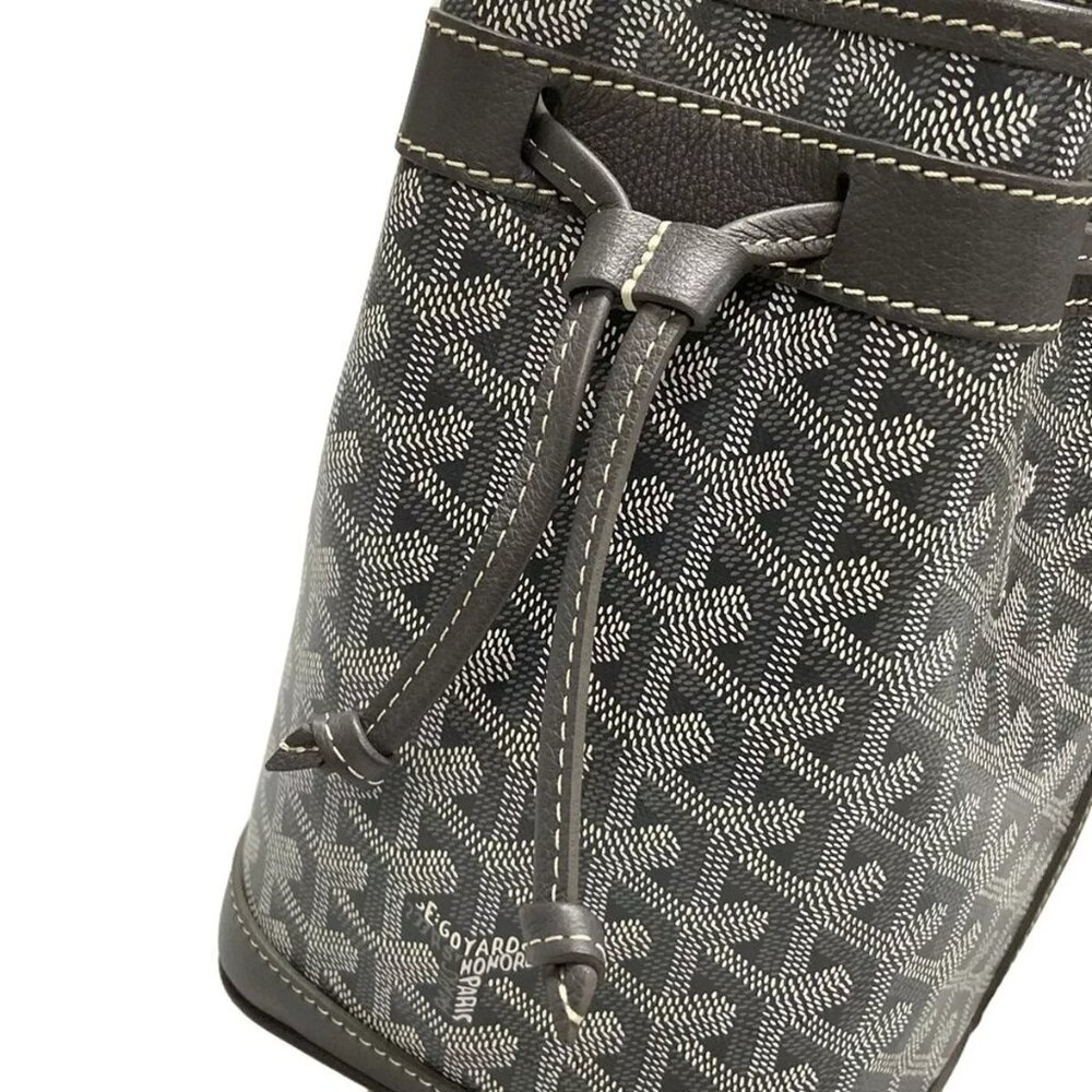 GOYARD Petit Flot Bucket Bag Gray Coated Canvas Leather Shoulder Bag 2338-101424 - Picture 8 of 14